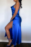Celebrities Backless Sleeveless Spaghetti Strap Formal Party Evening High Slit Cami Maxi Slip Dresses