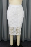 Casual Daily High Waist Lace Slit Skinny One Step Bodycon Midi Skirts
