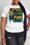 Casual Letter Figure Print O Neck Oversize T-Shirts