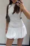 Casual Half A Turtleneck Sleeveless Bubble Hem Party Club Sweet Knitted Mini Dresses