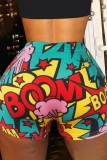 Casual Sportswear Letter Print Skinny High Waist Shorts Hot Pants