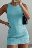 Casual O Neck Sleeveless Vacation Knit Bodycon Mini Tank Dresses