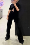 Casual Turndown Collar Half Sleeve Blouse And Wide Leg Pants Vacation Two Piece Trouser Sets
