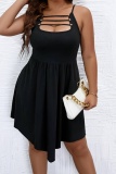 Sexy U Neck Sleeveless Hollow Out Irregular Hem Formal Party Evening Plus Size Mini Slip Dresses