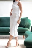 Casual Backless Strapless Sleeveless Irregular Hem Formal Party Evening Tube Bodycon Midi Dresses