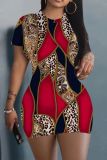 Casual Graphics Print O Neck Short Sleeve Bodycon Mini T-shirt Dresses