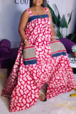 Casual Graphic Print Square Neck Sleeveless Pocket Floor Length Baggy Irregular Hem Vacation Maxi Dress