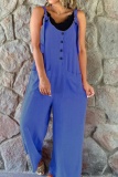 Casual Backless Spaghetti Strap Pocket Vacation Wide Leg Overall Jumpsuits