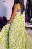 Casual Graphic Print Square Neck Sleeveless Pocket Floor Length Baggy Irregular Hem Vacation Maxi Dress