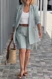 Casual Turn-back Collar Long Sleeve Blazer Jacketes And Shorts Formal Office Lady Shorts Suit