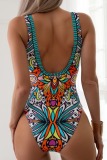 Sexy Graphics Print Backless One Pieces Swimsuit Beach Vacation Swimwears