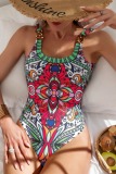 Sexy Graphics Print Backless One Pieces Swimsuit Beach Vacation Swimwears