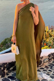 Sexy Oblique Collar One Shoulder Irregular Floor Length Vacation Party Evening Loose Maxi Dresses