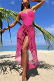Sexy Lace Up Backless Cross Straps Halter One Piece Swimsuit With Beach Skirt Vacation Swimwear
