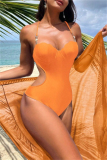 Sexy Lace Up Backless Cross Straps Halter One Piece Swimsuit With Beach Skirt Vacation Swimwear