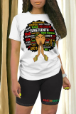 Casual Graphics Print Letter Print O Neck Short Sleeve Oversize T-shirt And Fitted Shorts Two Pieces Shorts Sets
