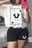 Casual Graphics Print O Neck Short Sleeve Plus Size Oversize T-shirt And Shorts Two Pieces Shorts Sets