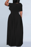 Casual Graphics Print O Neck Short Sleeve Floor Length Baggy Vacation Maxi T-shirt Dresses