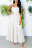 Sexy Backless Spaghetti Strap Sleeveless Ruffle Tiered Hem Long Vacation Maxi Slip Dresses