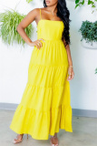 Sexy Backless Spaghetti Strap Sleeveless Ruffle Tiered Hem Long Vacation Maxi Slip Dresses