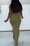 Casual Ruched O Neck Sleeveless Formal Party Evening Long Bodycon Maxi Tank Dress