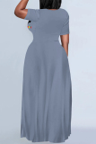Casual Graphics Print O Neck Short Sleeve Baggy Vacation Maxi T-shirt Dresses