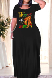 Casual Graphics Print O Neck Short Sleeve Baggy Vacation Maxi T-shirt Dresses