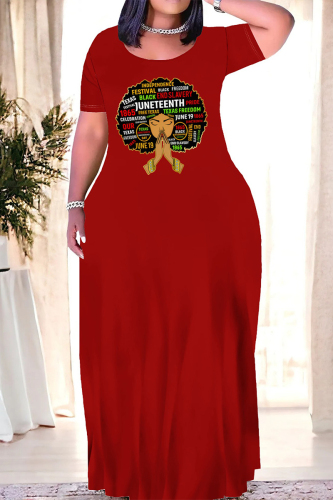 Casual Graphics Print O Neck Short Sleeve Floor Length Baggy Vacation Maxi T-shirt Dresses