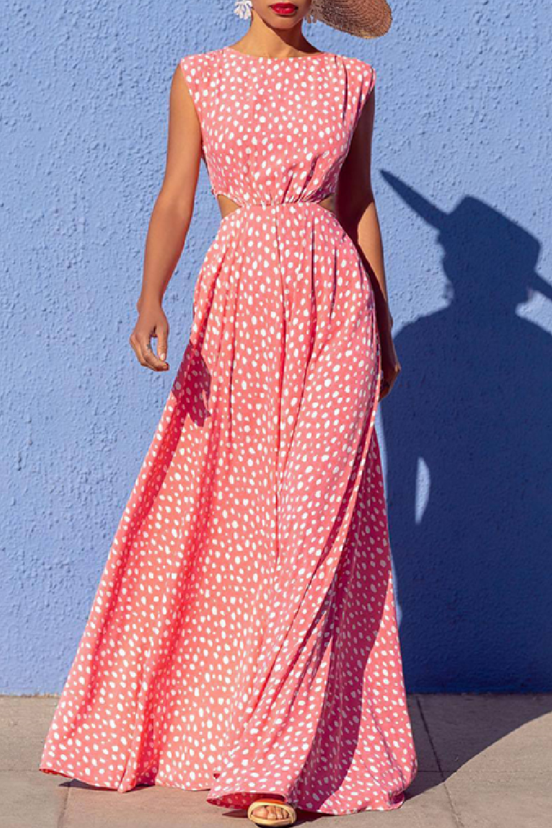1 long Polka Dots Midi & Long Vacation dress
