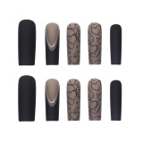 Casual Heart Shaped Long Square French Tip  Press On Nail Paste