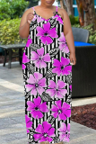 Sexy Graphics Print Backless Spaghetti Strap Floor Length Long Plus Size Baggy Vacation Maxi Slip Dresses