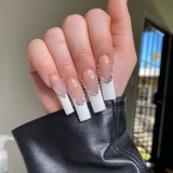 Casual Rhinestone Decor French Press on Nails Crystal Gem Design Nails Tips Acrylic Cute Fake Nails