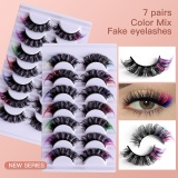 Casual Nightclub False Eyelashes Colored Fluffy Faux Mink Curly Crisscross Thick Multilayer False Lashes