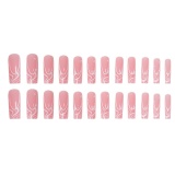 Square Pearl Decor Press on Nails Long French Pink Fake Nails Acrylic False Nails Artificial Nails
