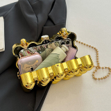 Casual Beaded Decor Chain Box Square Bag For Party Evening Crossbody Bags