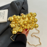 Casual Beaded Decor Chain Box Square Bag For Party Evening Crossbody Bags