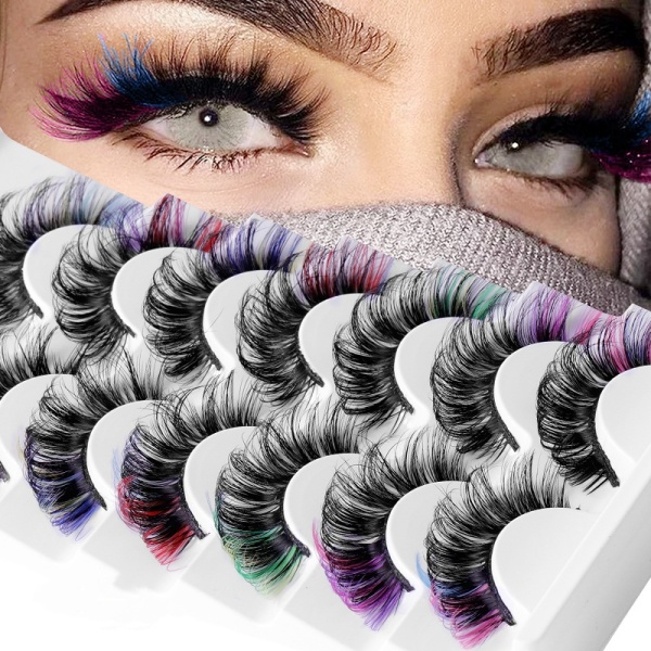 Casual Nightclub False Eyelashes Colored Fluffy Faux Mink Curly Crisscross Thick Multilayer False Lashes