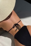 Sexy Lace Up Backless Sleeveless Bra And Mini Shorts Bikini Sets Beach Vacation Swimwears