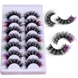 Casual Nightclub False Eyelashes Colored Fluffy Faux Mink Curly Crisscross Thick Multilayer False Lashes