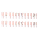 Casual Rhinestone Decor French Press on Nails Crystal Gem Design Nails Tips Acrylic Cute Fake Nails