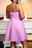 Sexy Bow Decor Backless Strapless Formal Party Evening A Line Tube Mini Dresses