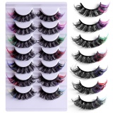 Casual Nightclub False Eyelashes Colored Fluffy Faux Mink Curly Crisscross Thick Multilayer False Lashes