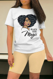Casual Figure Print O Neck Short Sleeve Oversize Shorts and T Shirt Set Two Pieces Short Matching Sets