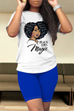 Casual Figure Print O Neck Short Sleeve Oversize Shorts and T Shirt Set Two Pieces Short Matching Sets