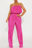 Casual Backless Strapless Sleeveless Vacation Layered Top Wide Leg Tube Jumpsuits