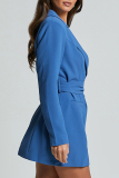 Formal Deep V Neck Long Sleeve Turn-back Collar Lace Up Buttons Blazer Jacket