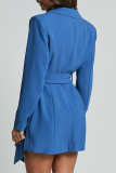 Formal Deep V Neck Long Sleeve Turn-back Collar Lace Up Buttons Blazer Jacket