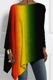Casual 3D Abstract Vintage Print Loose O Neck Long Sleeve Oversized T Shirt