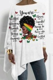 Casual 3D Abstract Vintage Print Loose O Neck Long Sleeve Oversized T Shirt