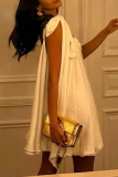 Sexy Backless Sleeveless Irregular Sloping Shoulder Vacation Beach Mini Bustier Dress